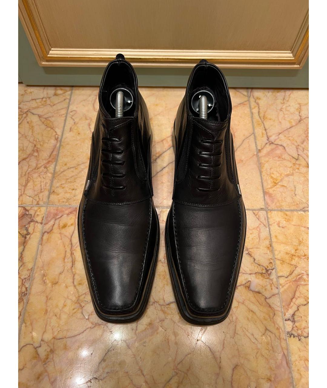 GIANFRANCO FERRE VINTAGE Черные кожаные высокие ботинки, фото 2