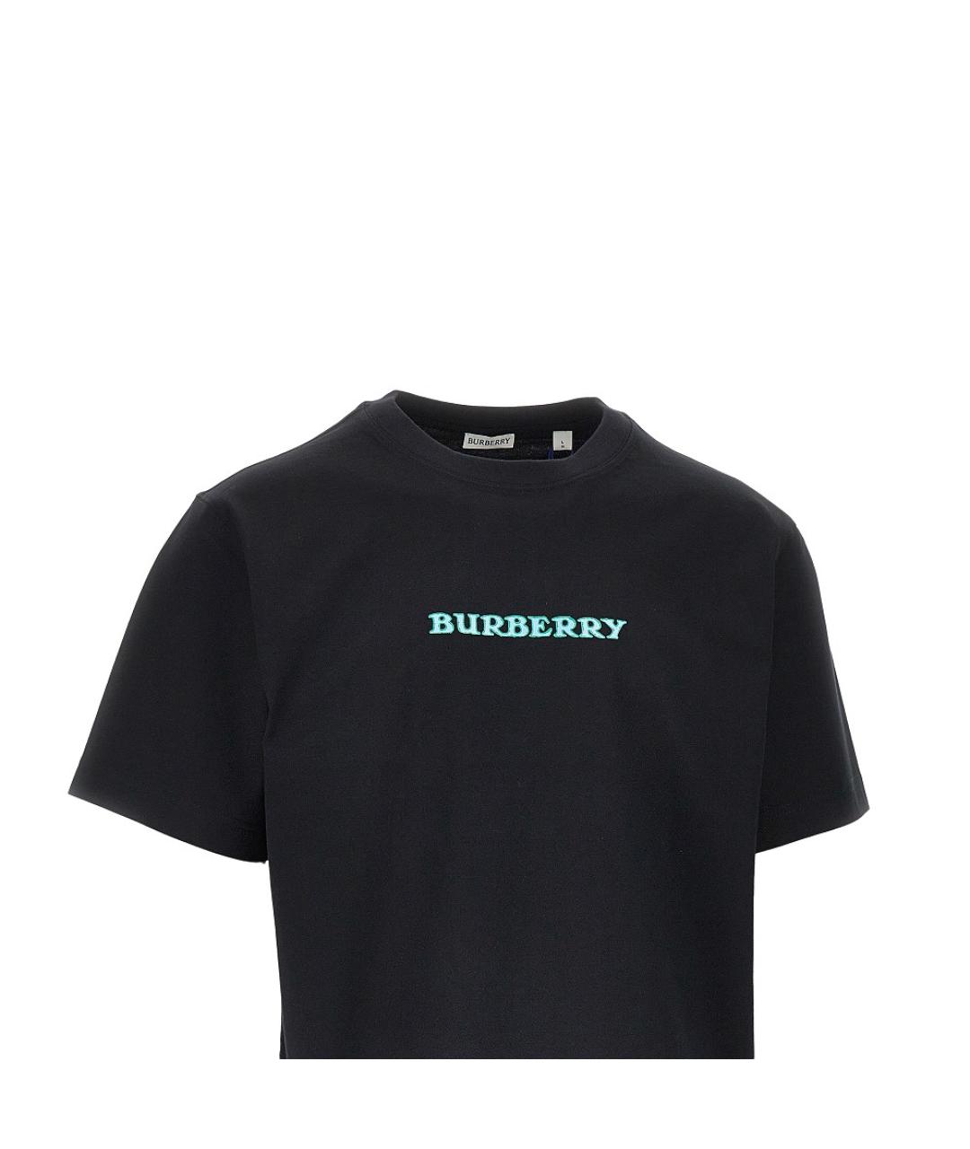 BURBERRY Черная хлопковая футболка, фото 2