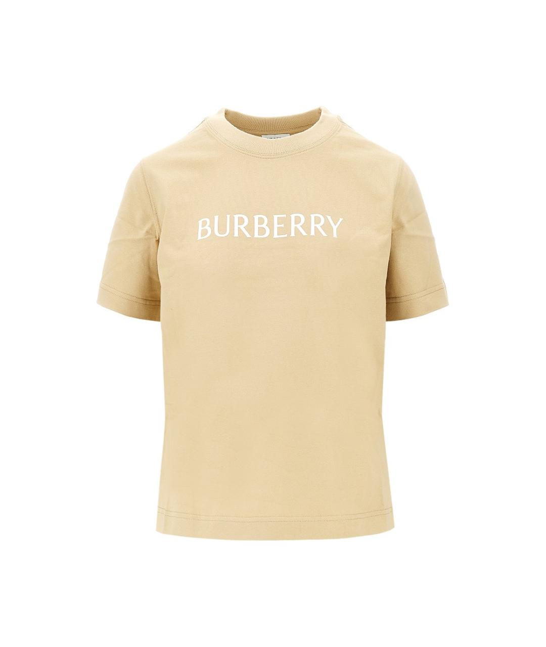 BURBERRY Бежевая хлопковая футболка, фото 4