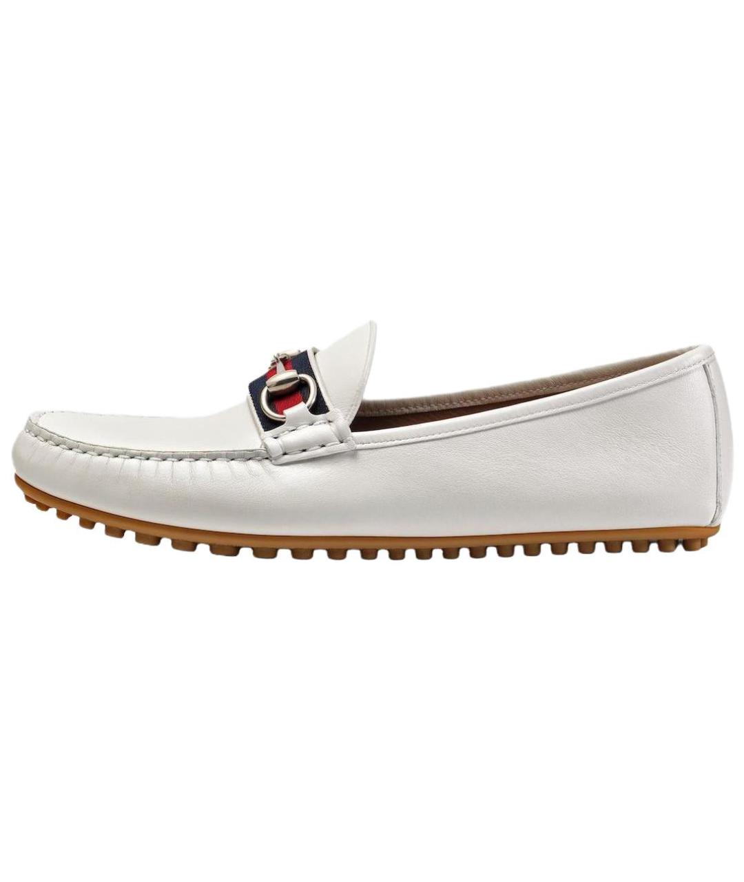 GUCCI Белые кожаные мокасины, фото 2
