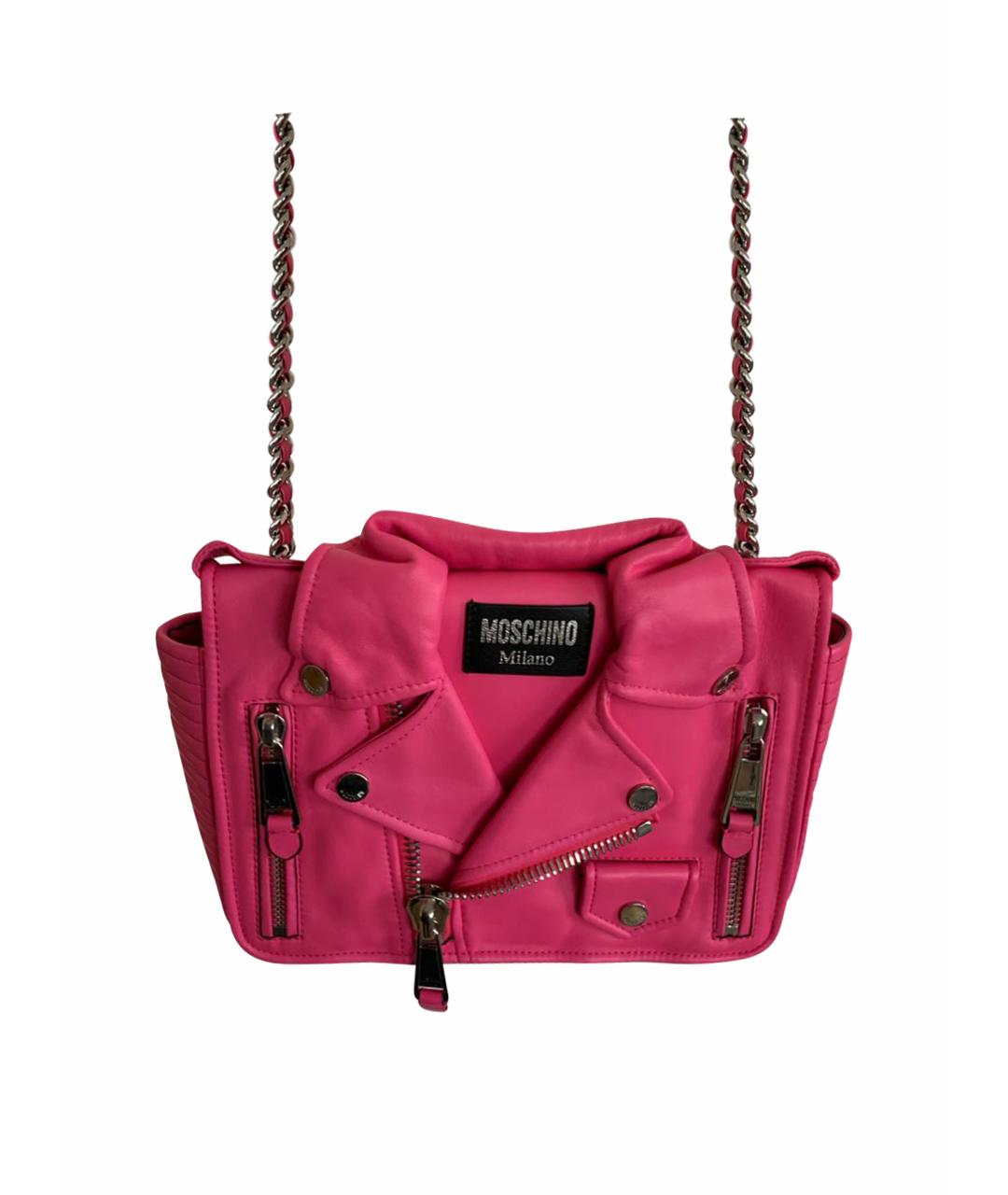 MOSCHINO Розовая кожаная сумка через плечо, фото 1