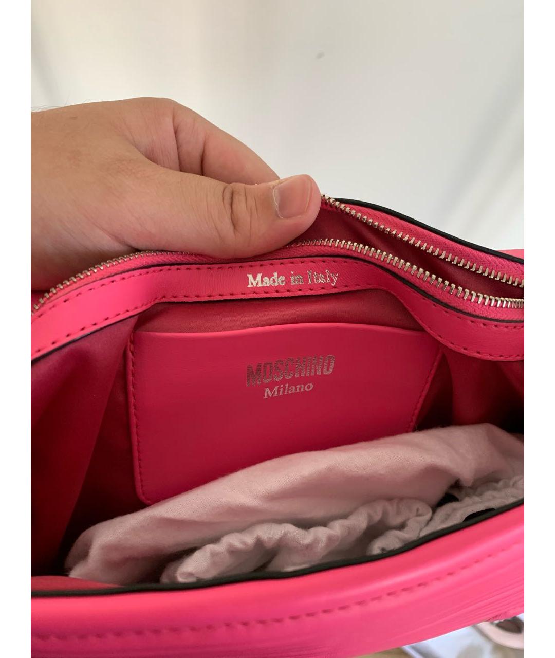MOSCHINO Розовая кожаная сумка через плечо, фото 3