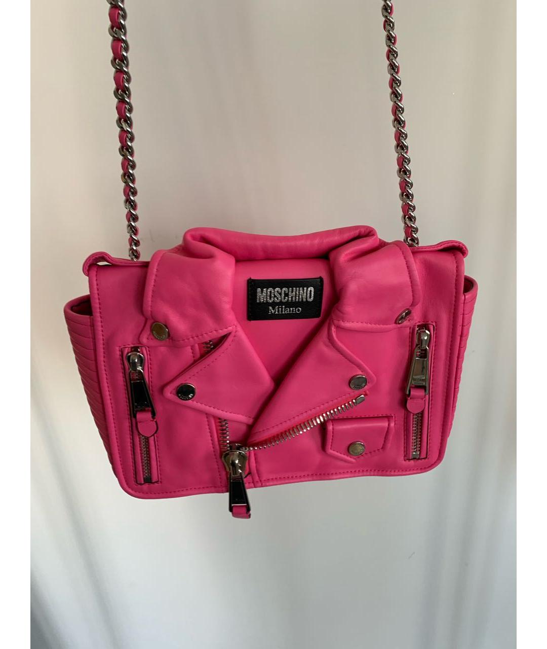 MOSCHINO Розовая кожаная сумка через плечо, фото 4