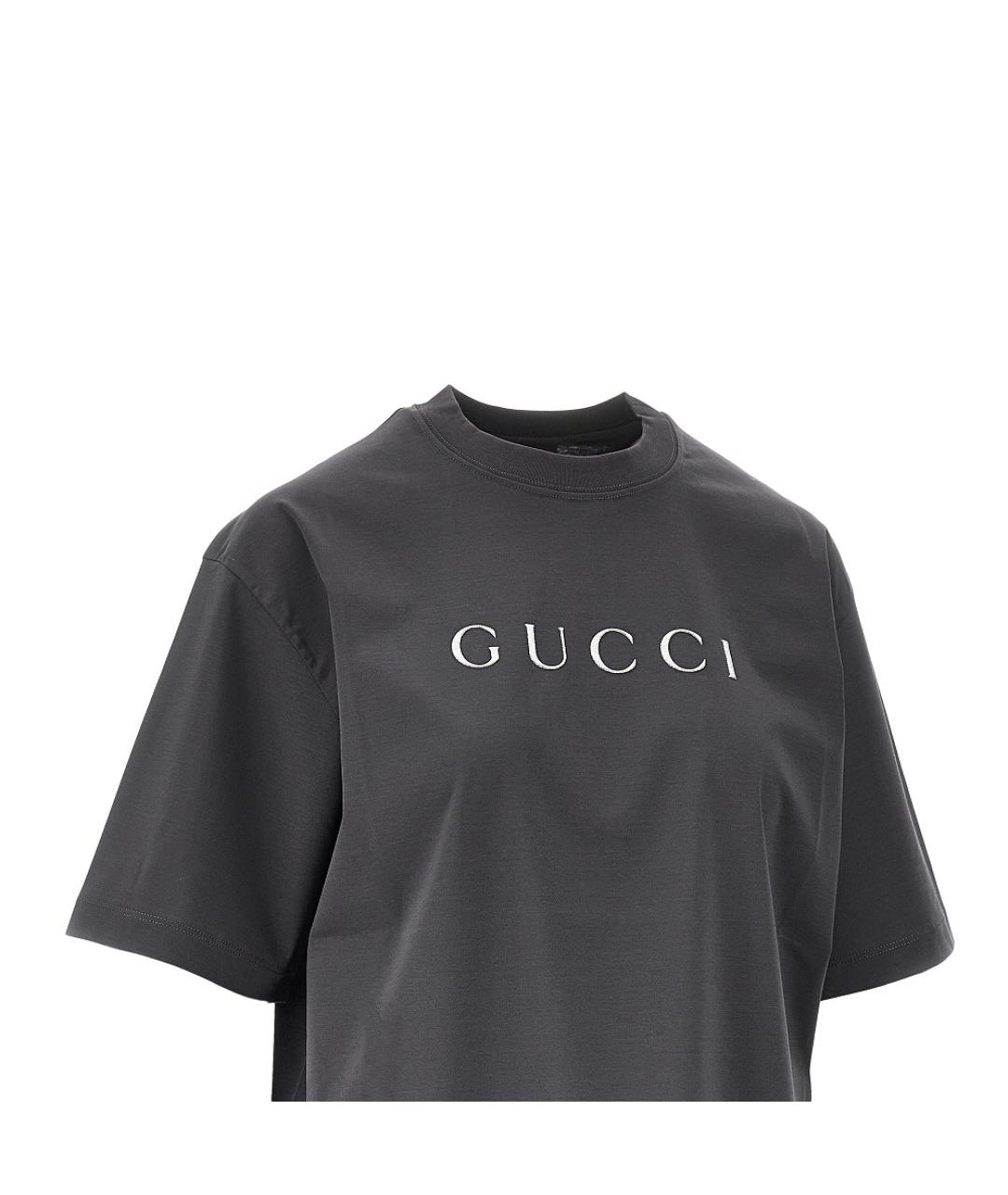 GUCCI Черная хлопковая футболка, фото 2