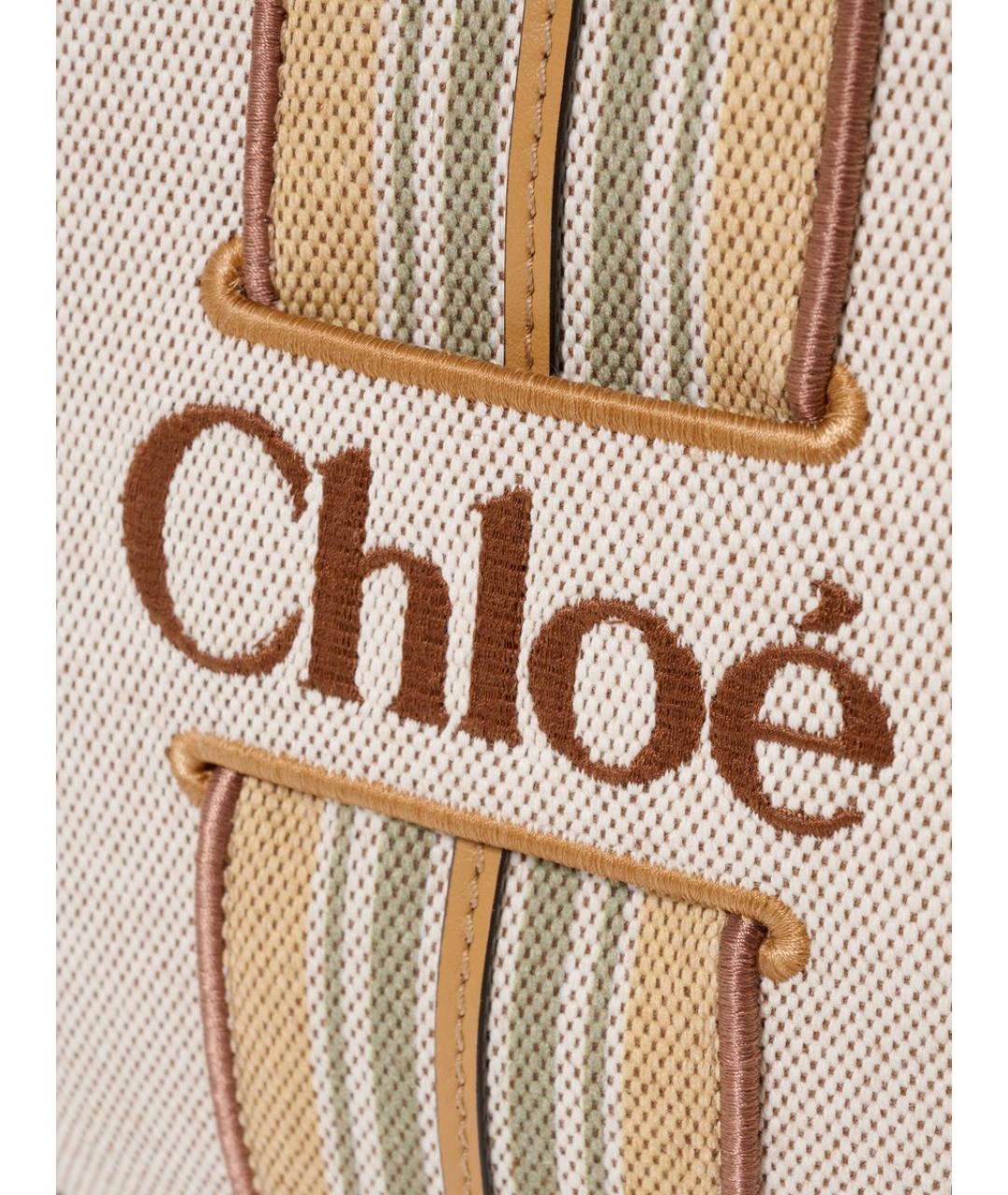 CHLOE Бежевая хлопковая сумка тоут, фото 6