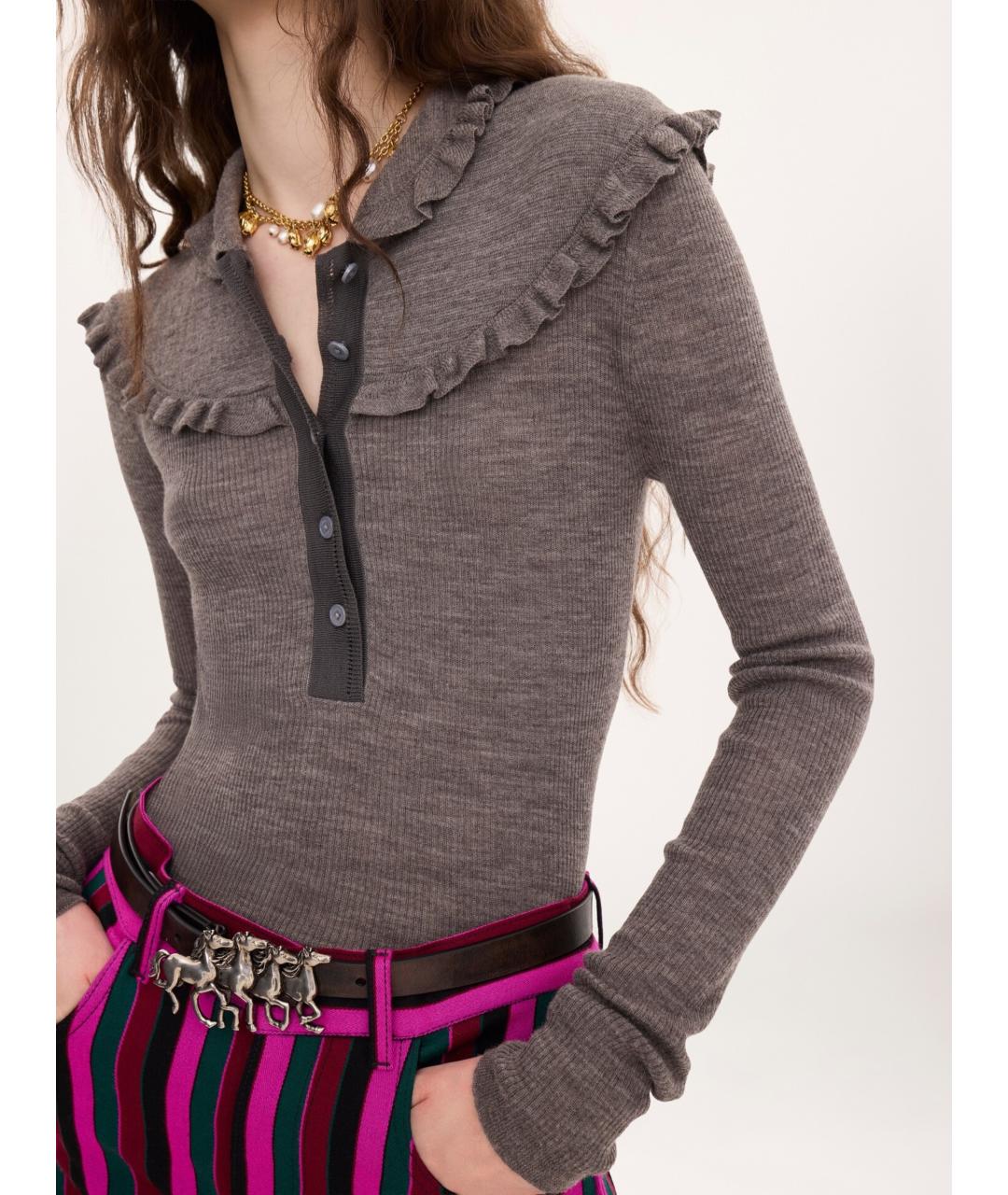 CHLOE Серый шерстяной джемпер / свитер, фото 5