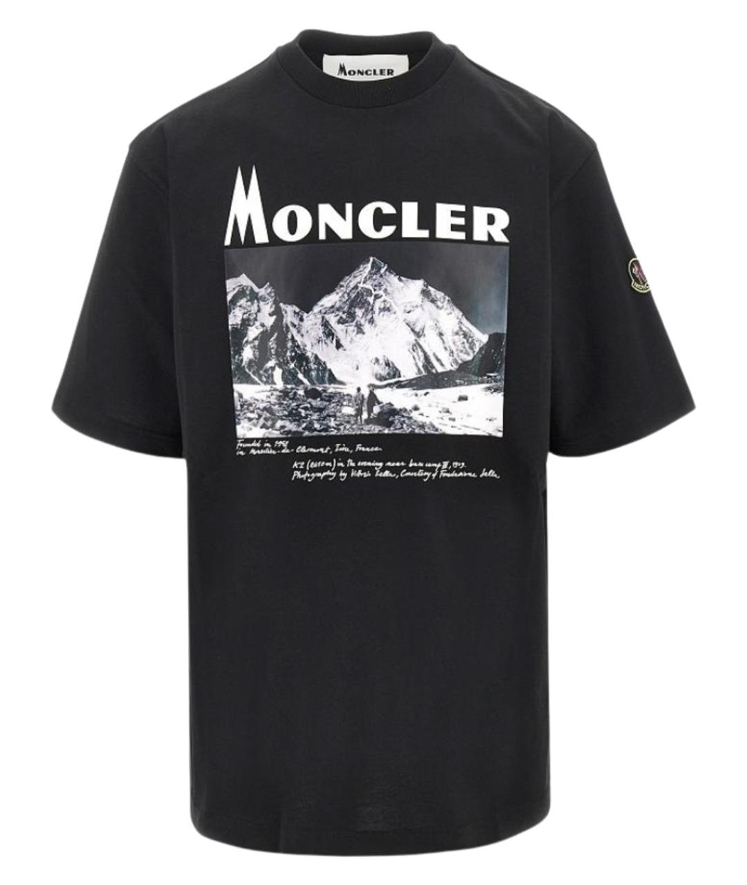 MONCLER Черная хлопковая футболка, фото 1