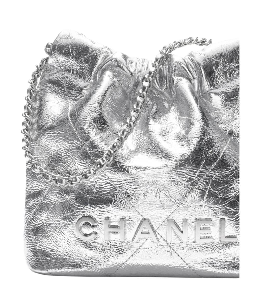 CHANEL Серебряная кожаная сумка через плечо, фото 3