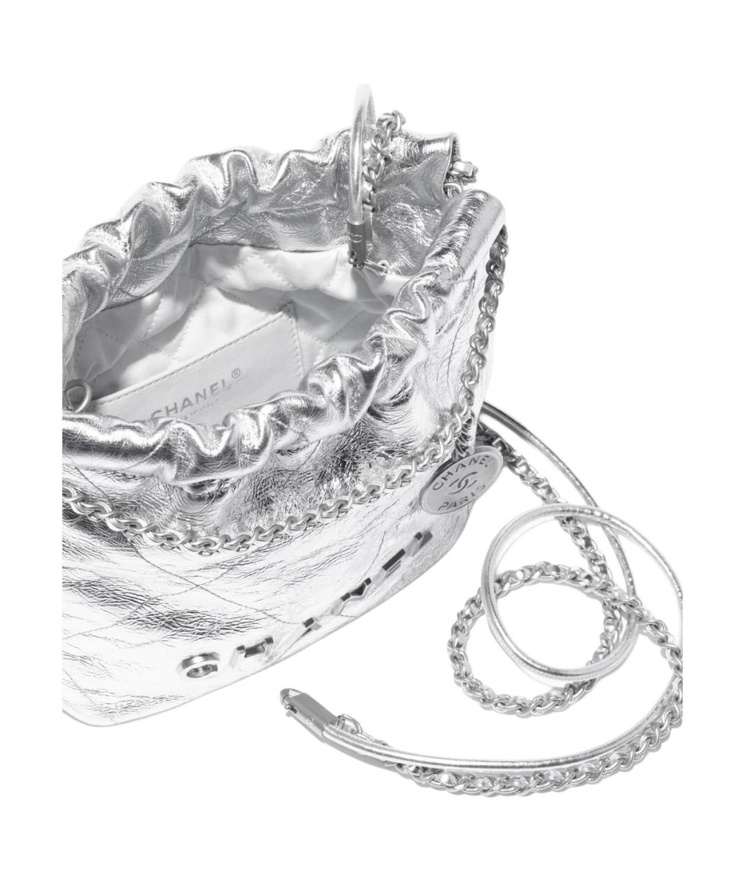 CHANEL Серебряная кожаная сумка через плечо, фото 4