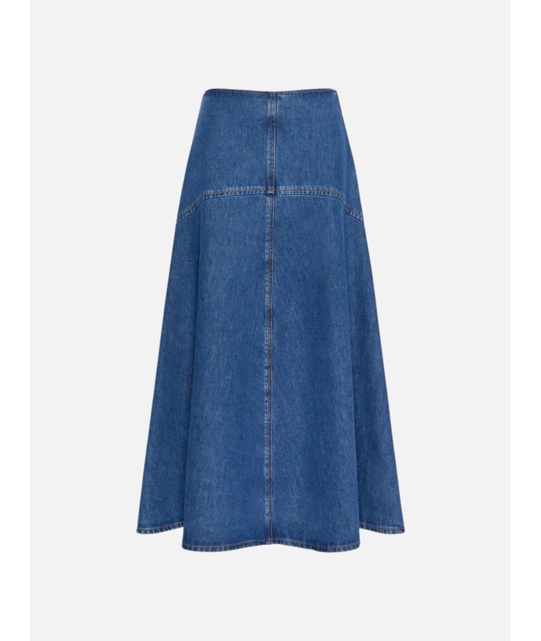 WEEKEND MAX MARA Синяя хлопковая юбка миди, фото 5