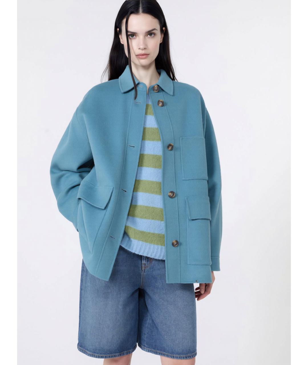 WEEKEND MAX MARA Синяя шерстяная куртка, фото 5