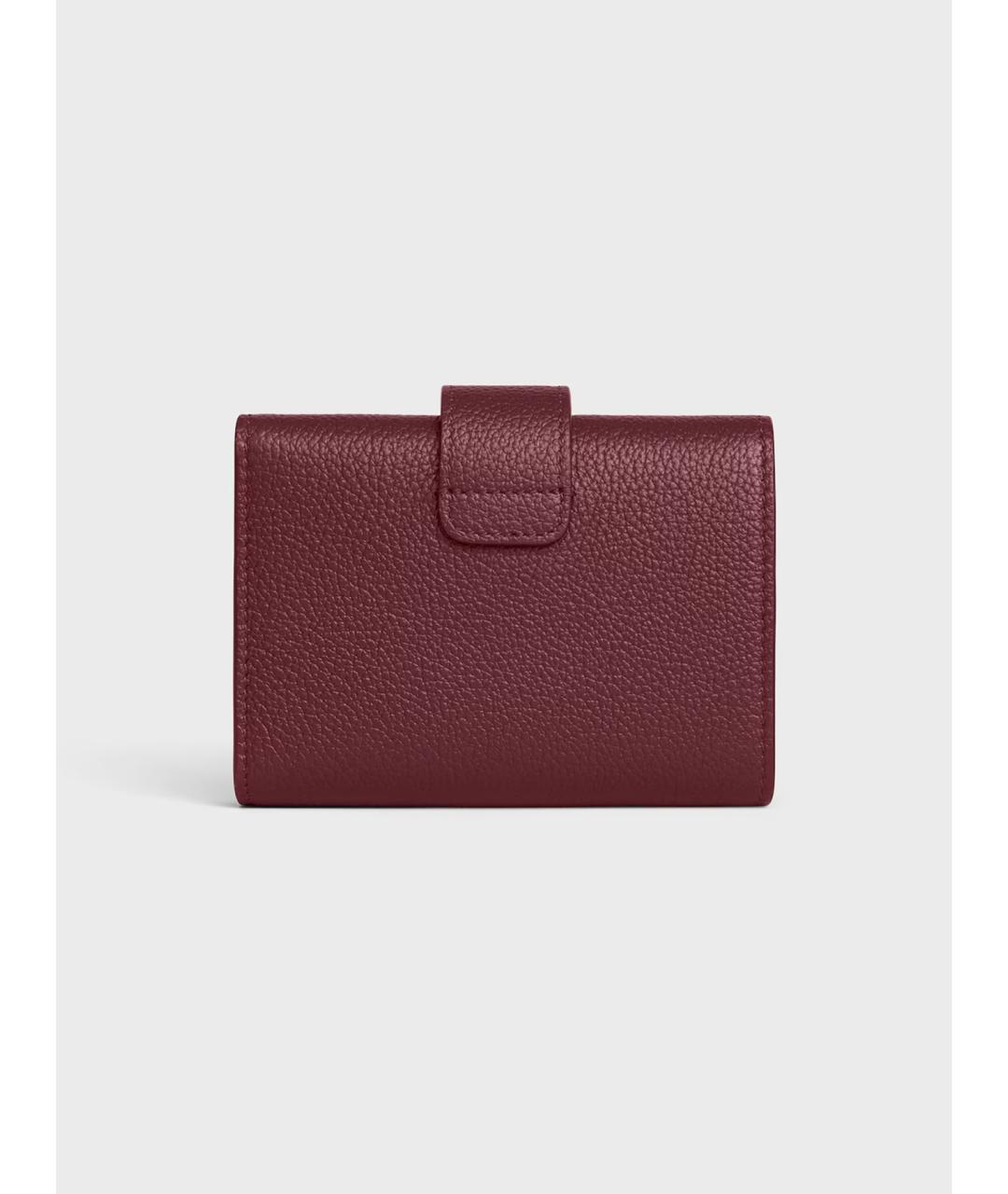 CELINE Бордовый кожаный кошелек, фото 2