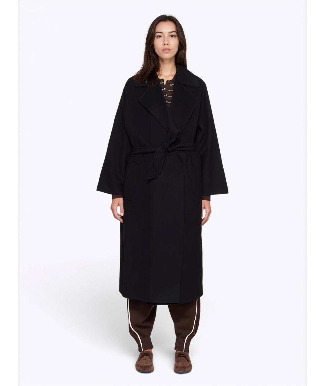 WEEKEND MAX MARA Черное шерстяное пальто, фото 4