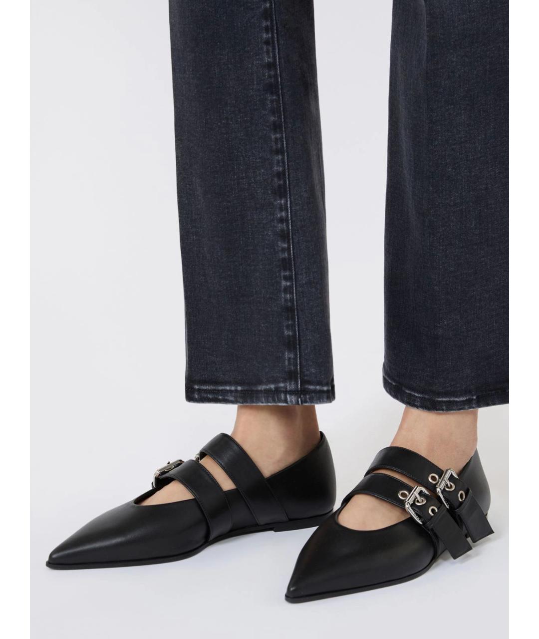WEEKEND MAX MARA Черные кожаные балетки, фото 2