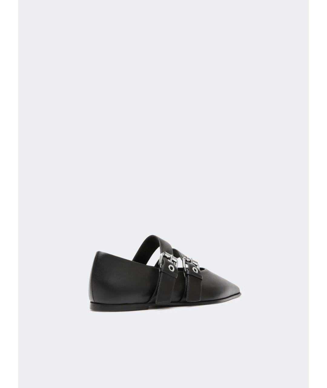 WEEKEND MAX MARA Черные кожаные балетки, фото 5