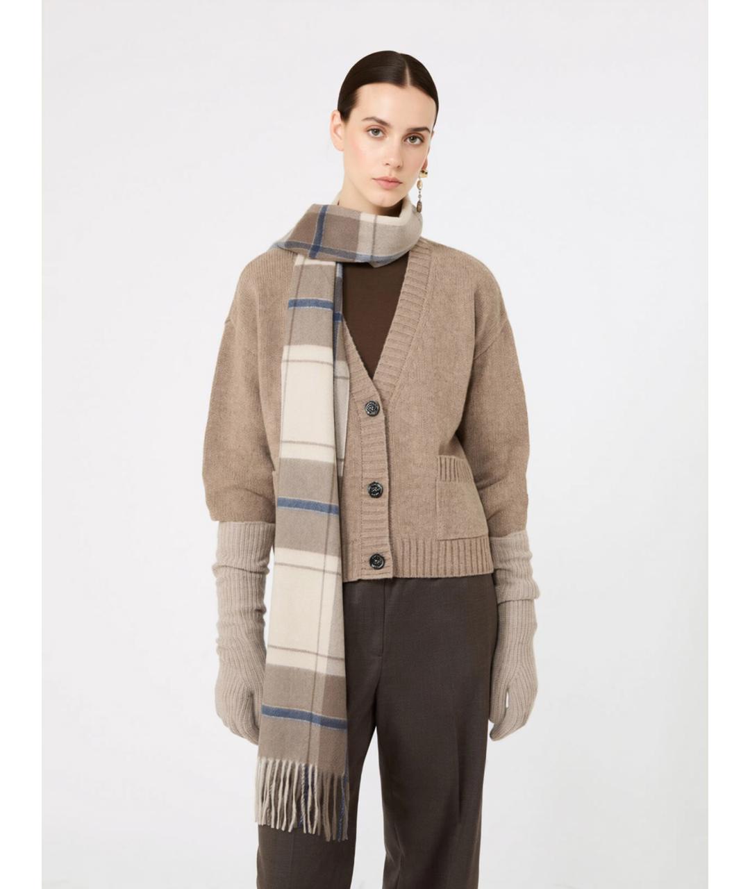 WEEKEND MAX MARA Коричневый шерстяной кардиган, фото 3