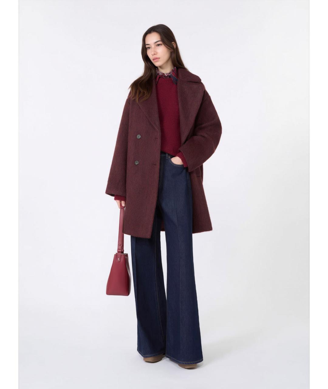 WEEKEND MAX MARA Бордовый шерстяной джемпер / свитер, фото 2