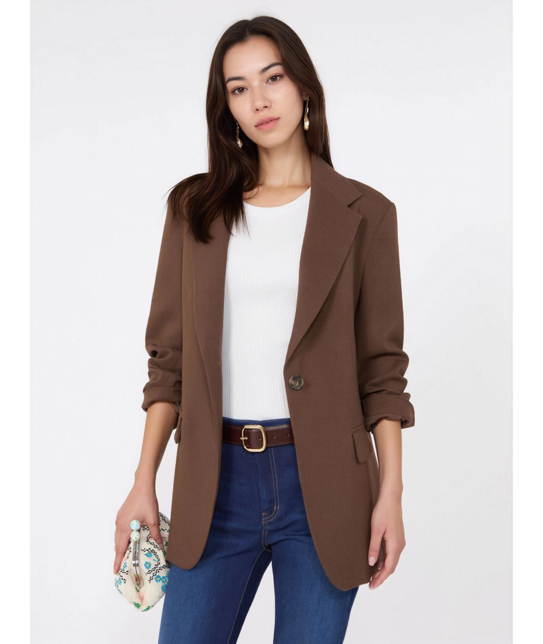 WEEKEND MAX MARA Коричневый шерстяной жакет/пиджак, фото 5