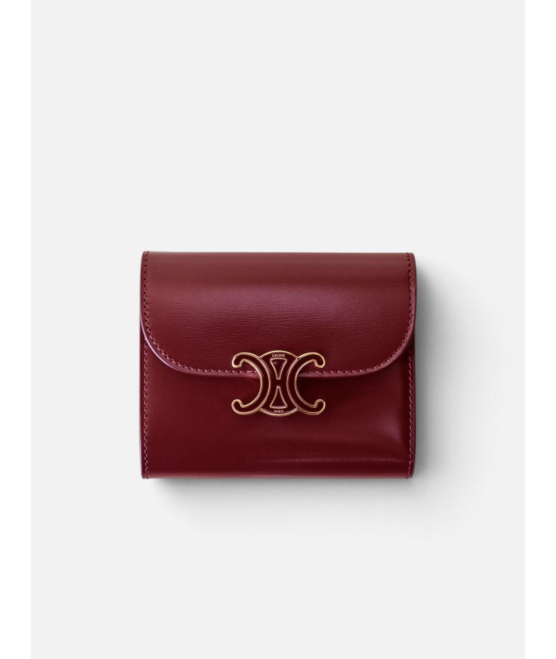 CELINE Бордовый кожаный кошелек, фото 3