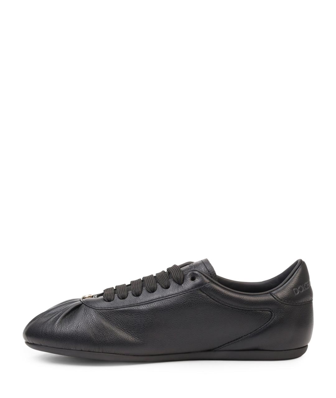 DOLCE&GABBANA Черные кожаные кеды, фото 3