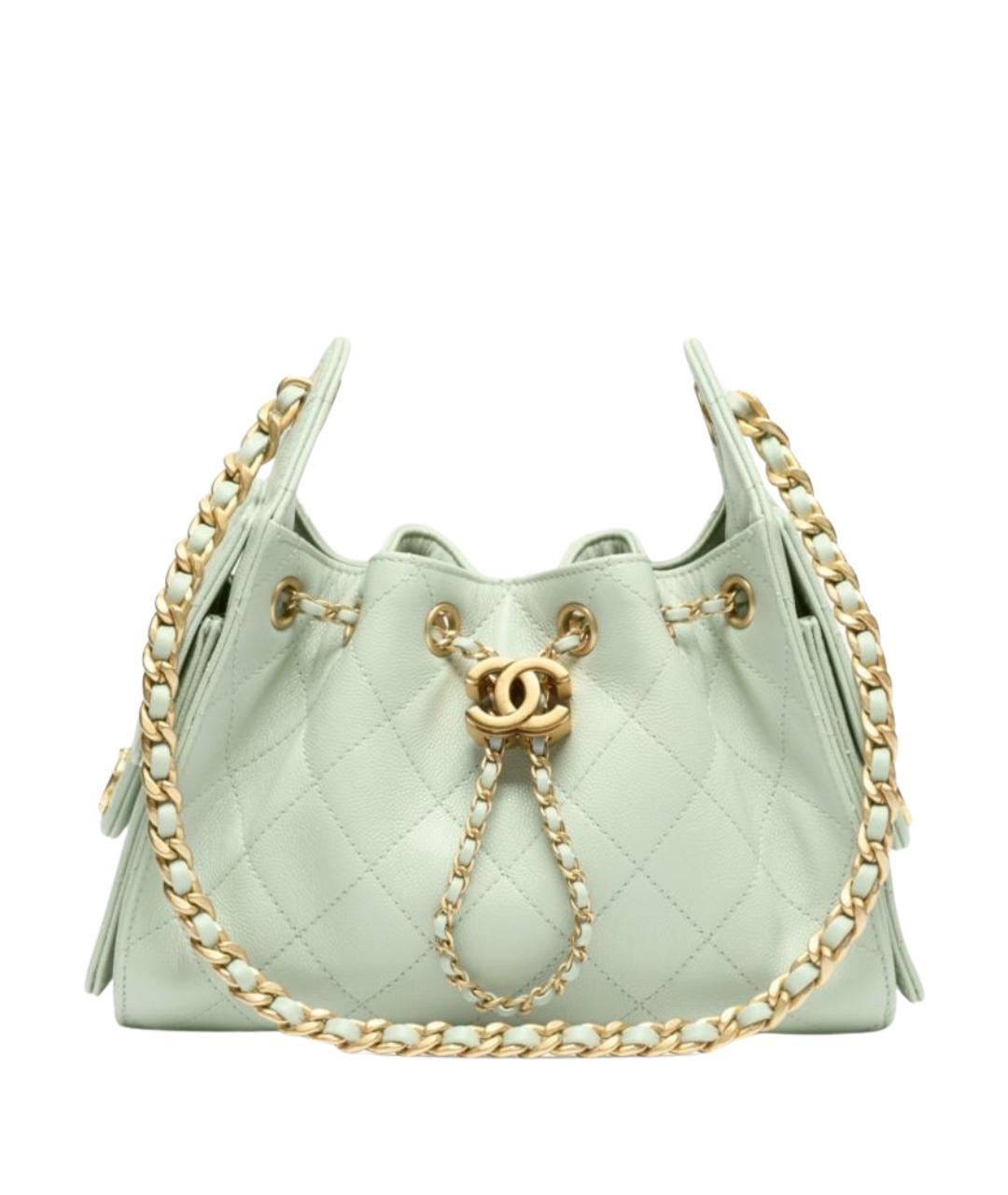 CHANEL Зеленая кожаная сумка тоут, фото 1