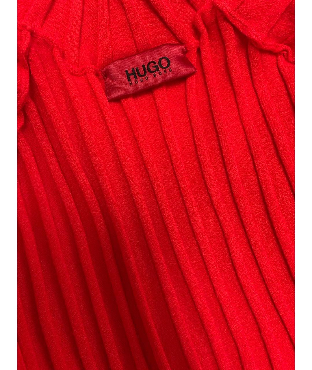 HUGO BOSS Красное вискозное повседневное платье, фото 3