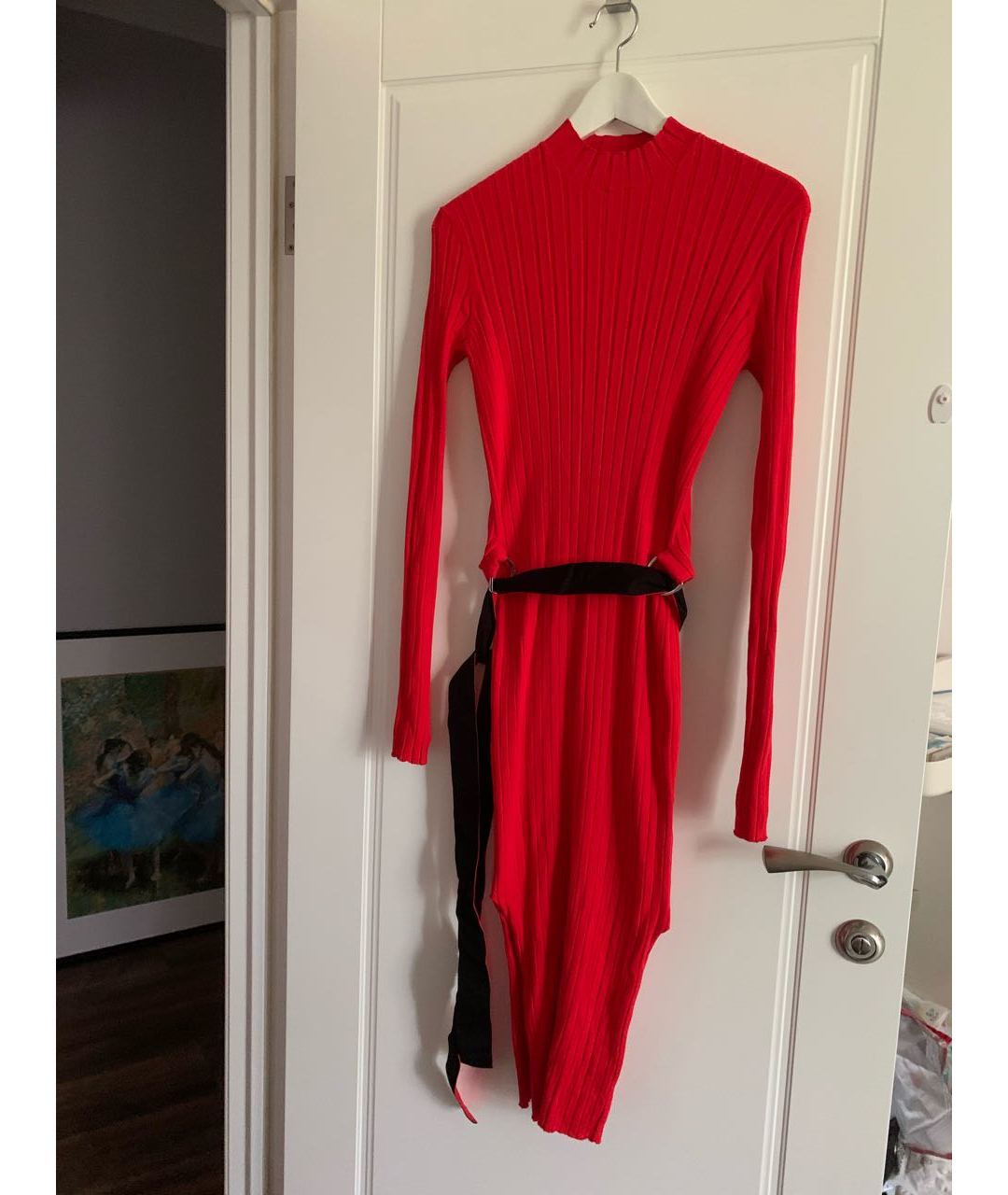 HUGO BOSS Красное вискозное повседневное платье, фото 2