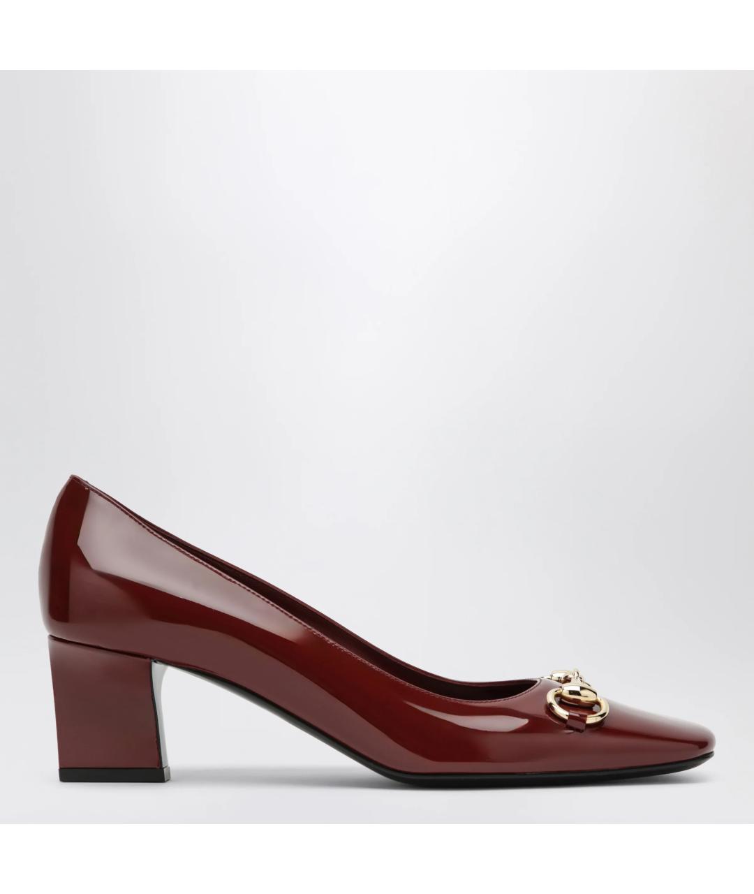 GUCCI Бордовые туфли из лакированной кожи, фото 3