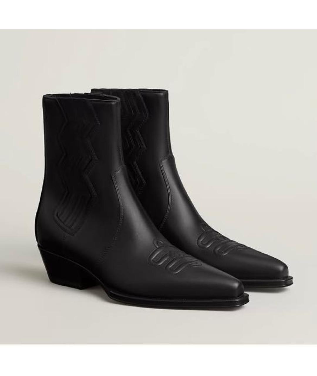 HERMES Черные кожаные полусапоги, фото 3