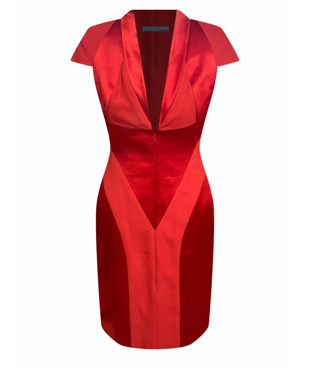 ALEXANDER MCQUEEN Красное шелковое коктейльное платье, фото 1