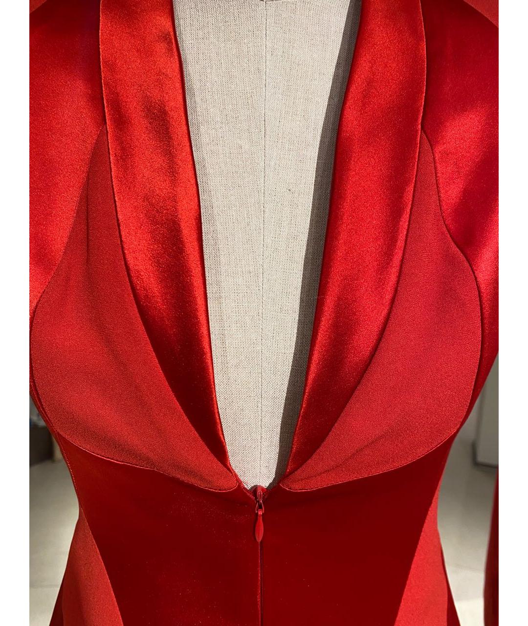 ALEXANDER MCQUEEN Красное шелковое коктейльное платье, фото 2