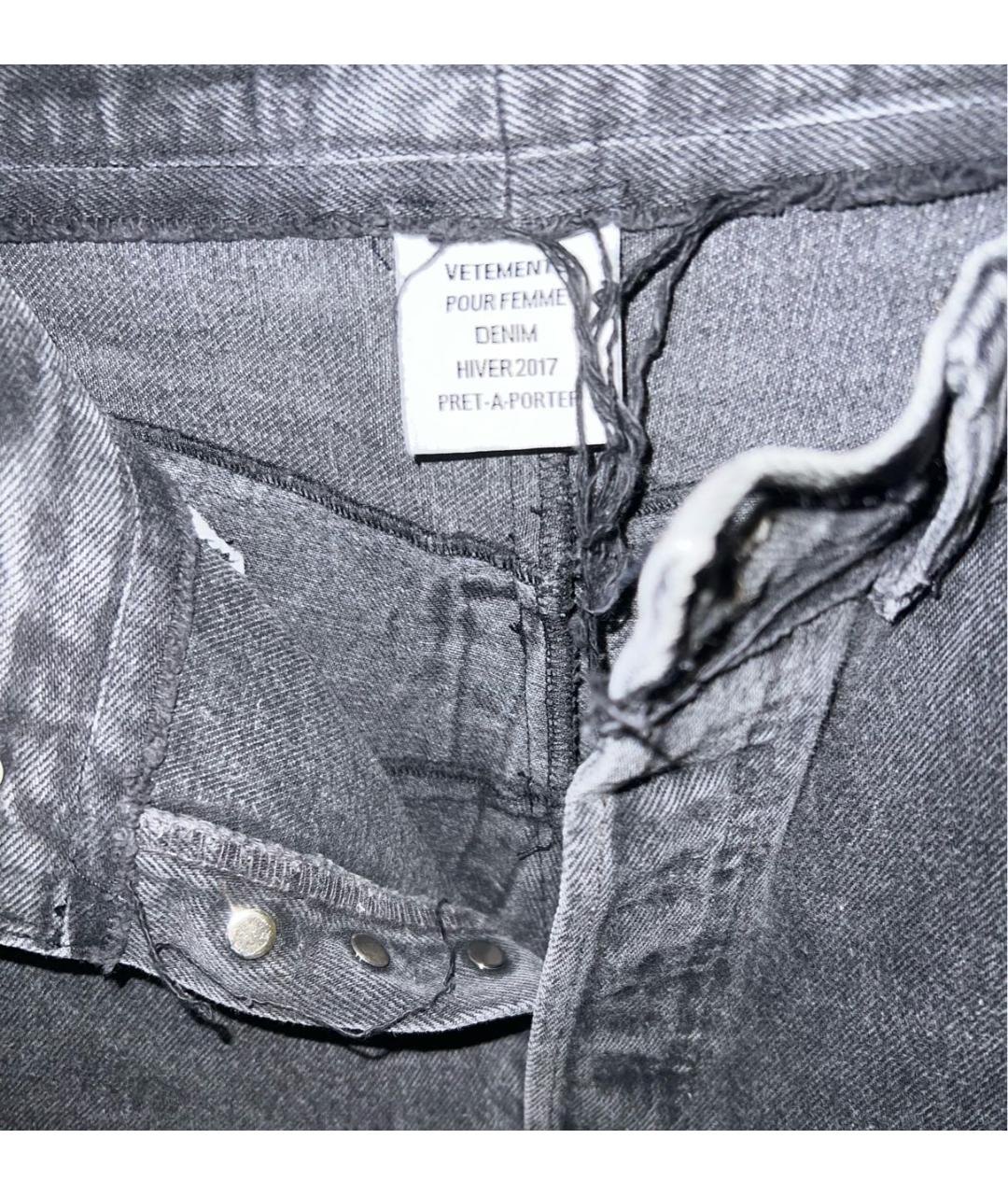 VETEMENTS Антрацитовые хлопковые прямые джинсы, фото 3