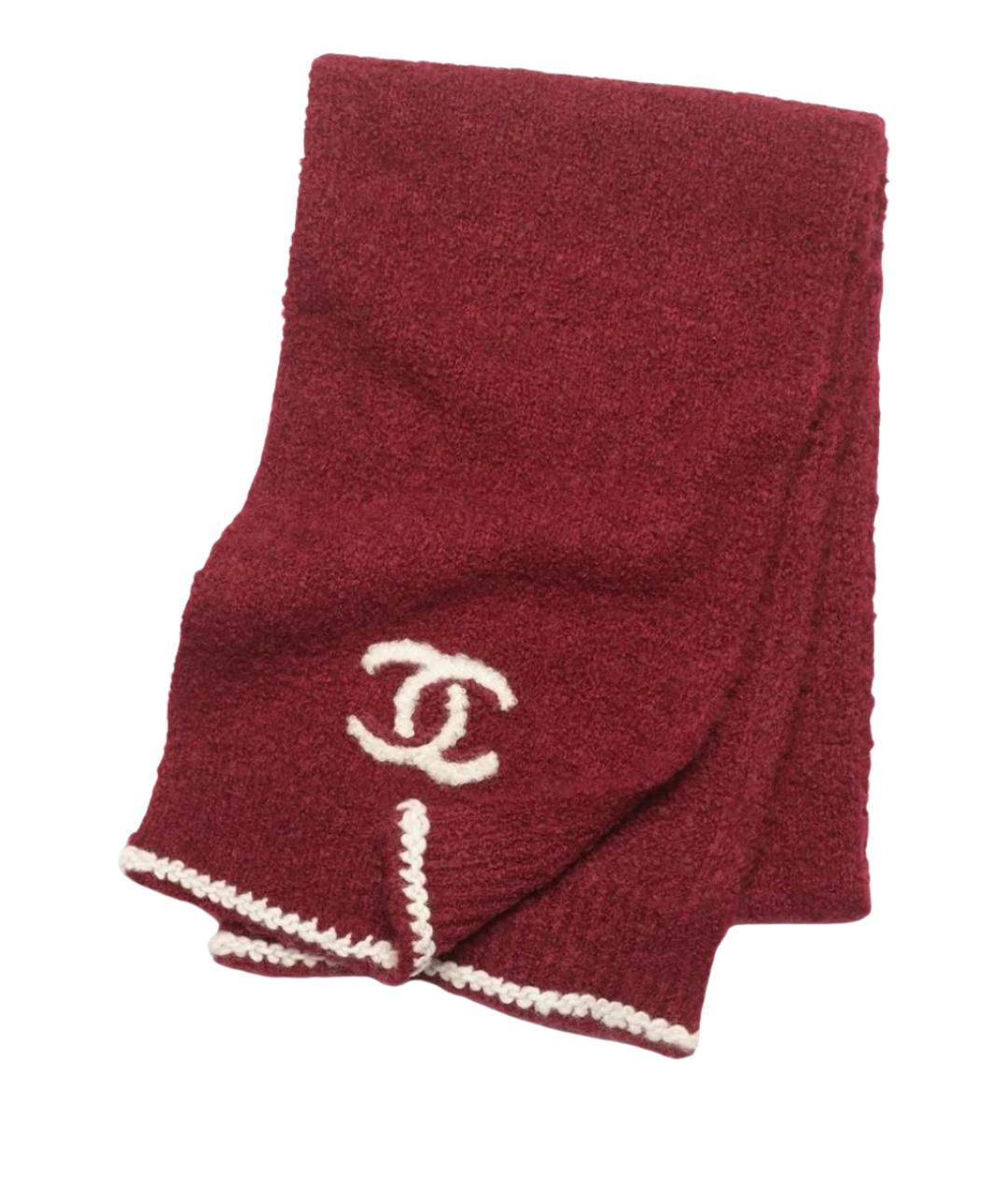 CHANEL Бордовый кашемировый шарф, фото 1