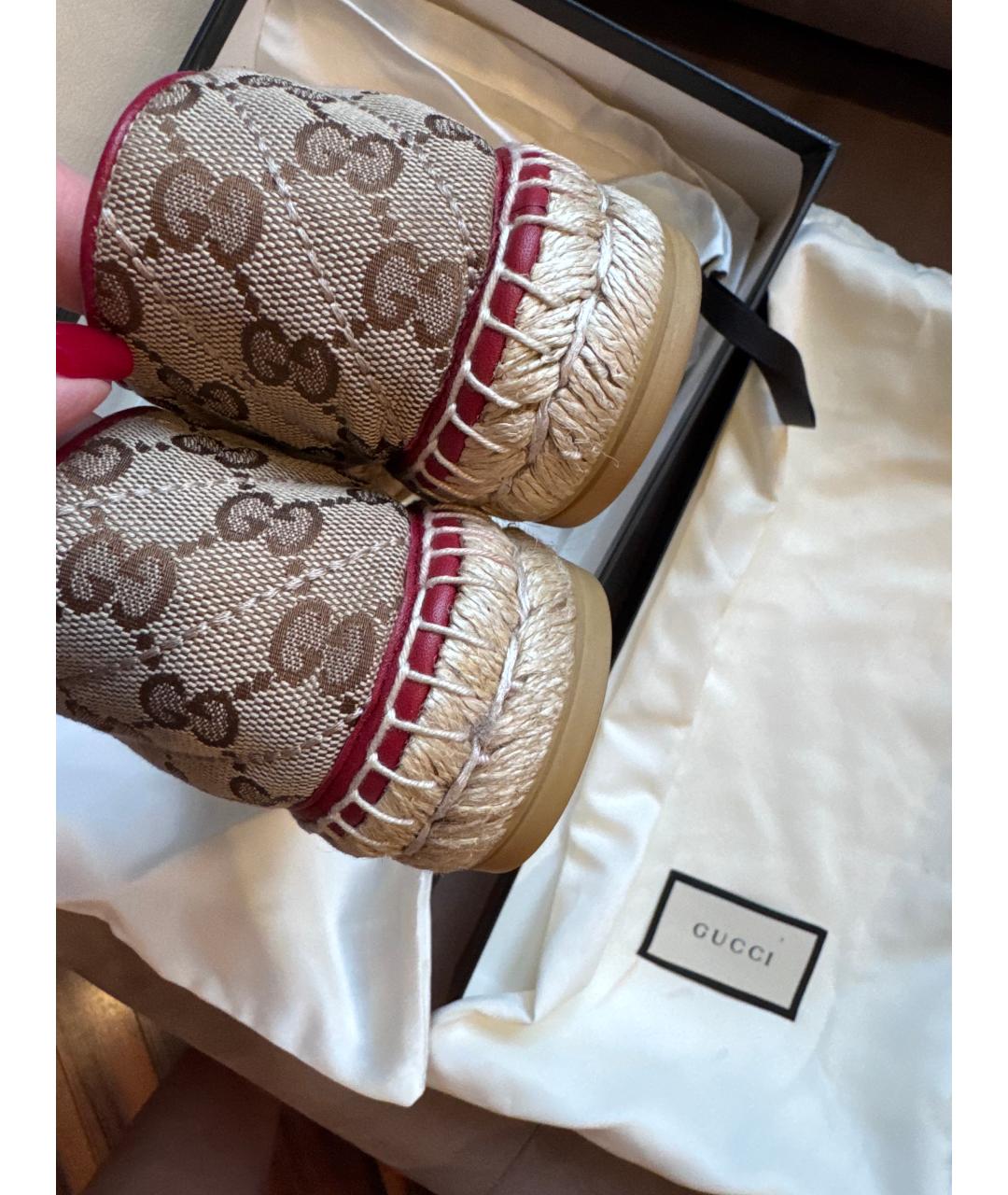 GUCCI Бежевые текстильные эспадрильи, фото 4
