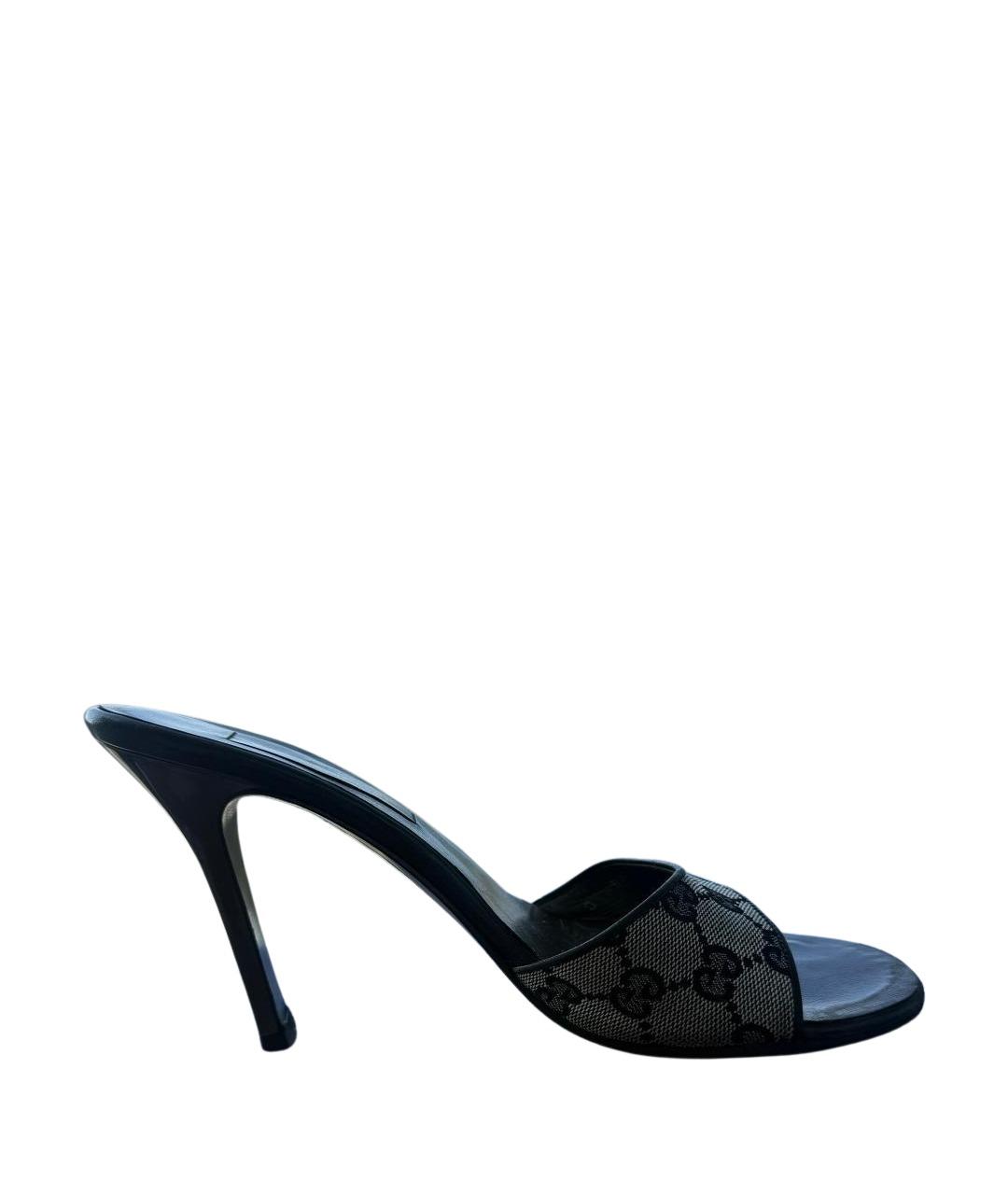 GUCCI Черные кожаные мюли, фото 1