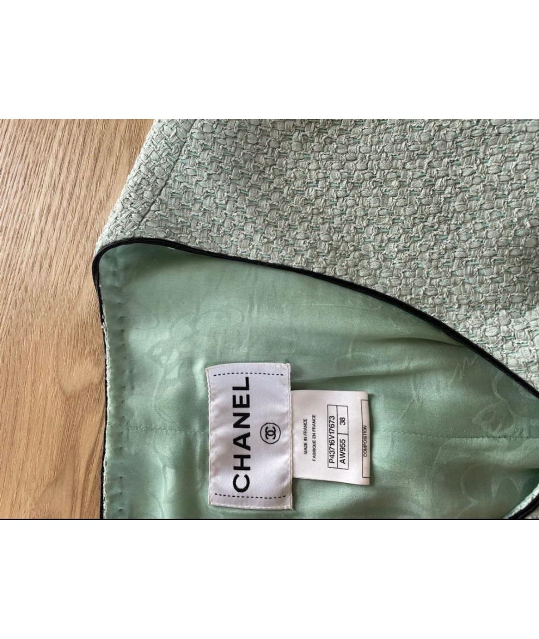 CHANEL PRE-OWNED Салатовый твидовый жакет/пиджак, фото 4