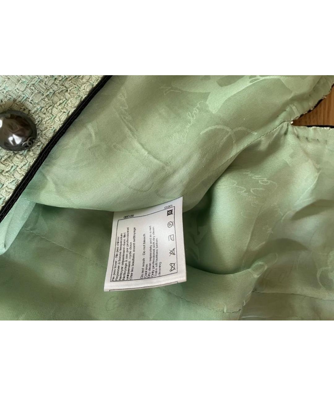 CHANEL PRE-OWNED Салатовый твидовый жакет/пиджак, фото 8