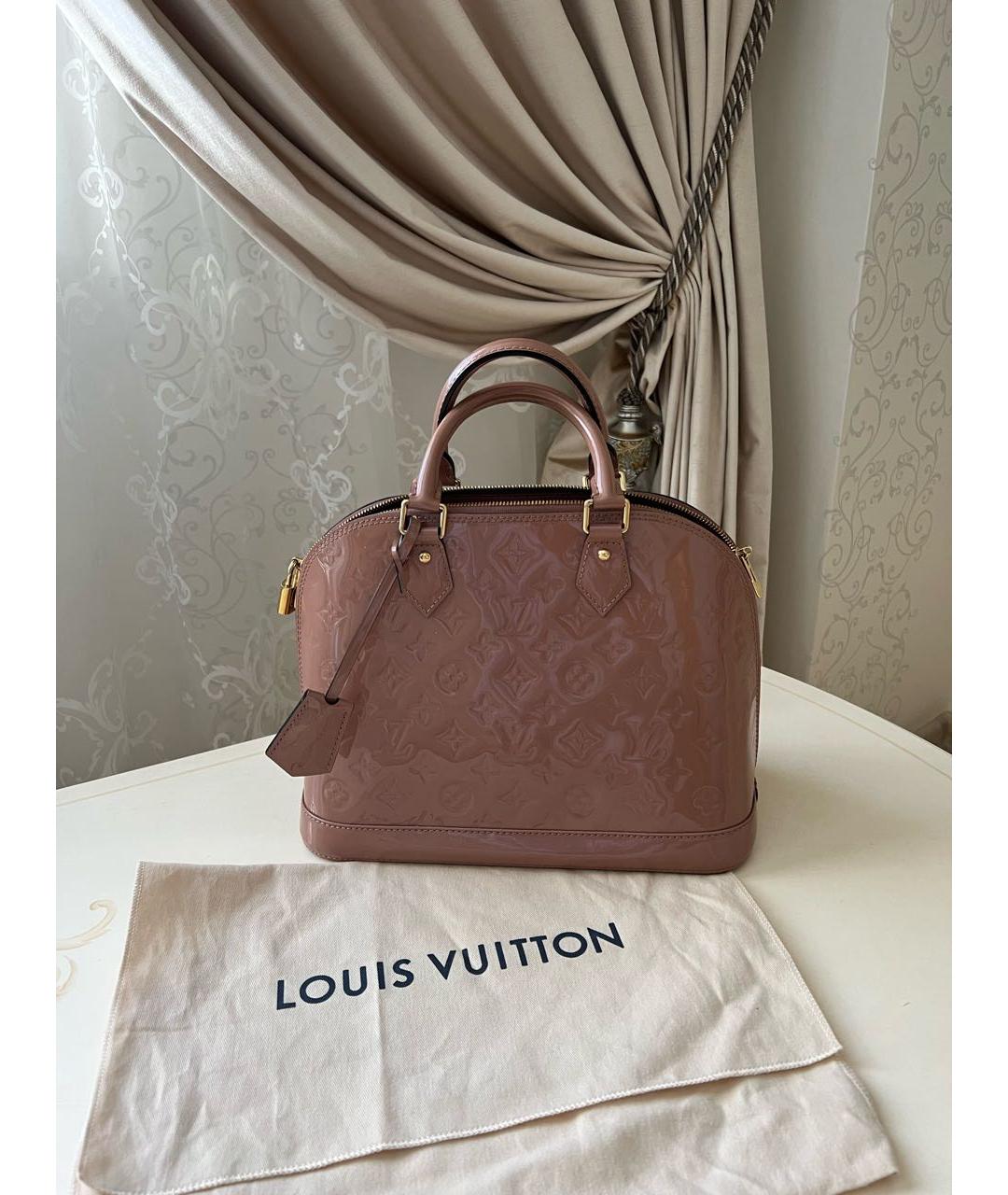 LOUIS VUITTON PRE-OWNED Бежевая сумка с короткими ручками из лакированной кожи, фото 7