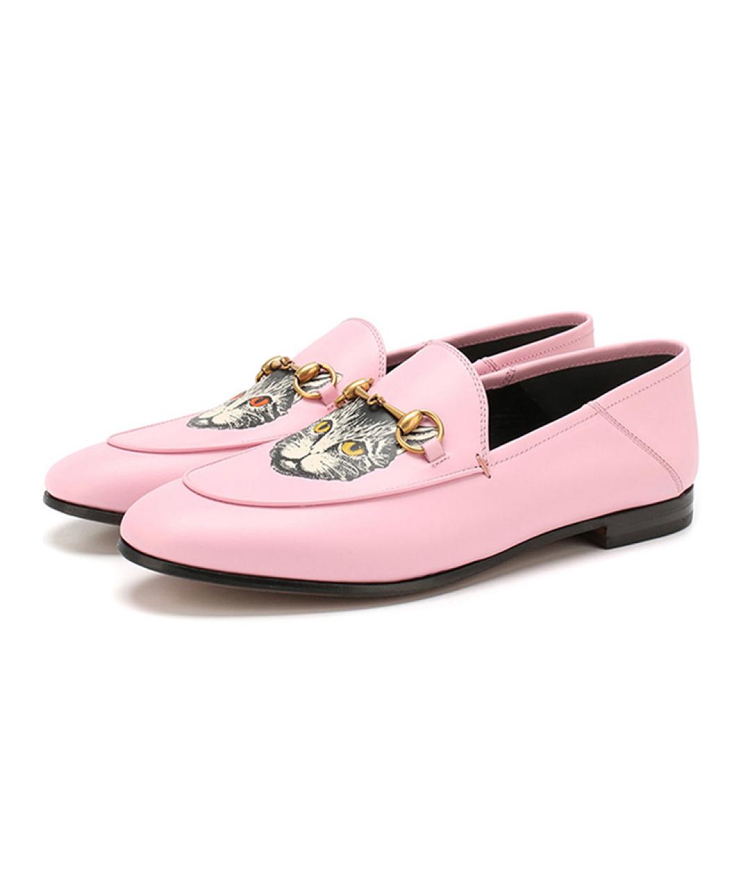 GUCCI Розовые кожаные лоферы, фото 3