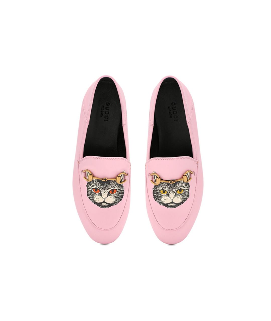 GUCCI Розовые кожаные лоферы, фото 4