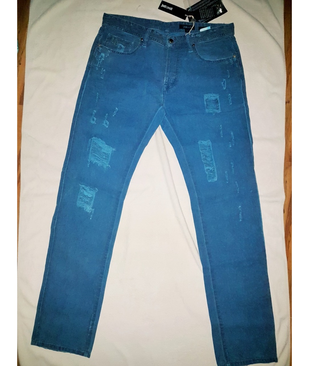 JUST CAVALLI Голубые хлопковые джинсы, фото 6