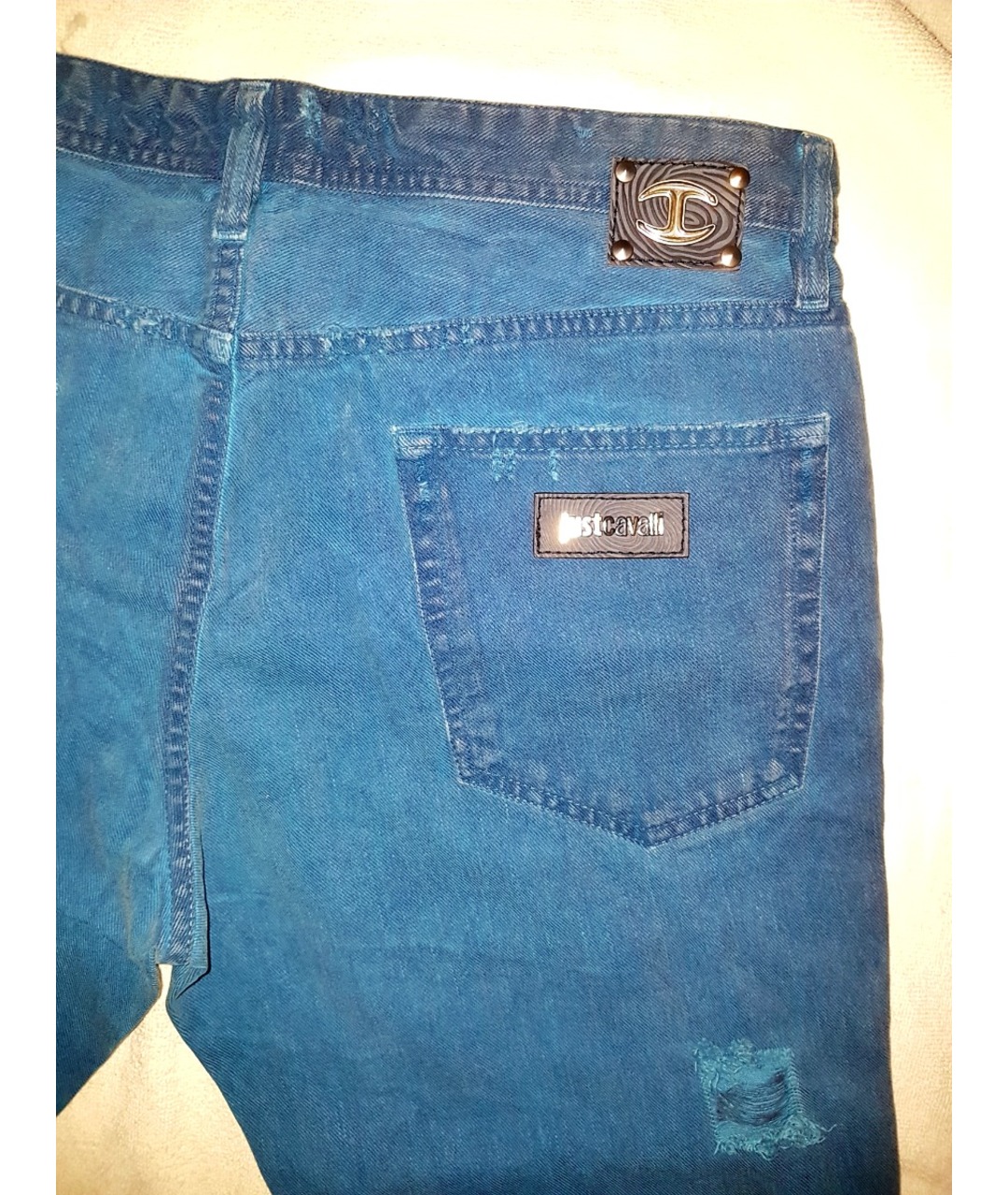 JUST CAVALLI Голубые хлопковые джинсы, фото 3