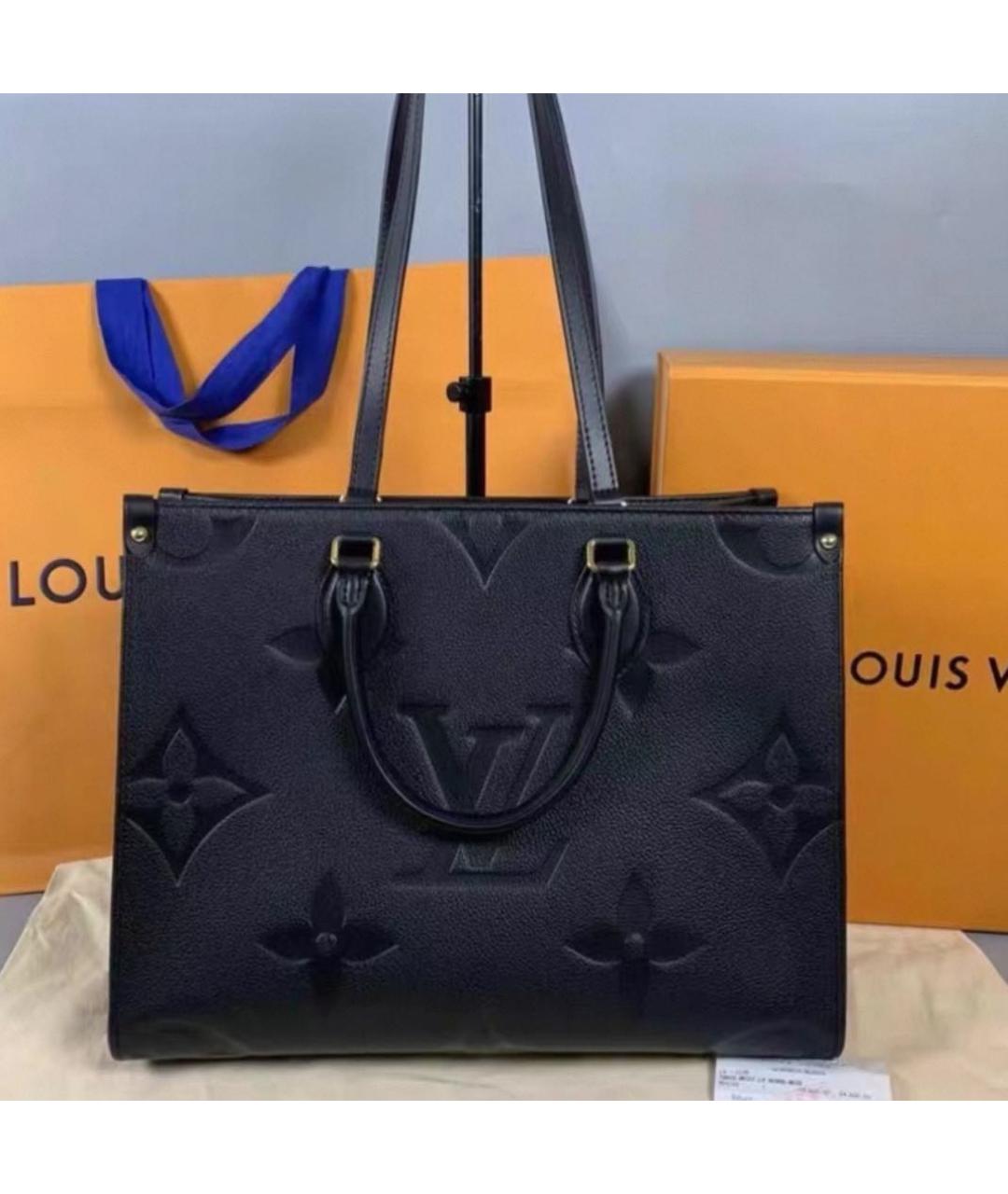LOUIS VUITTON Черная кожаная сумка тоут, фото 5