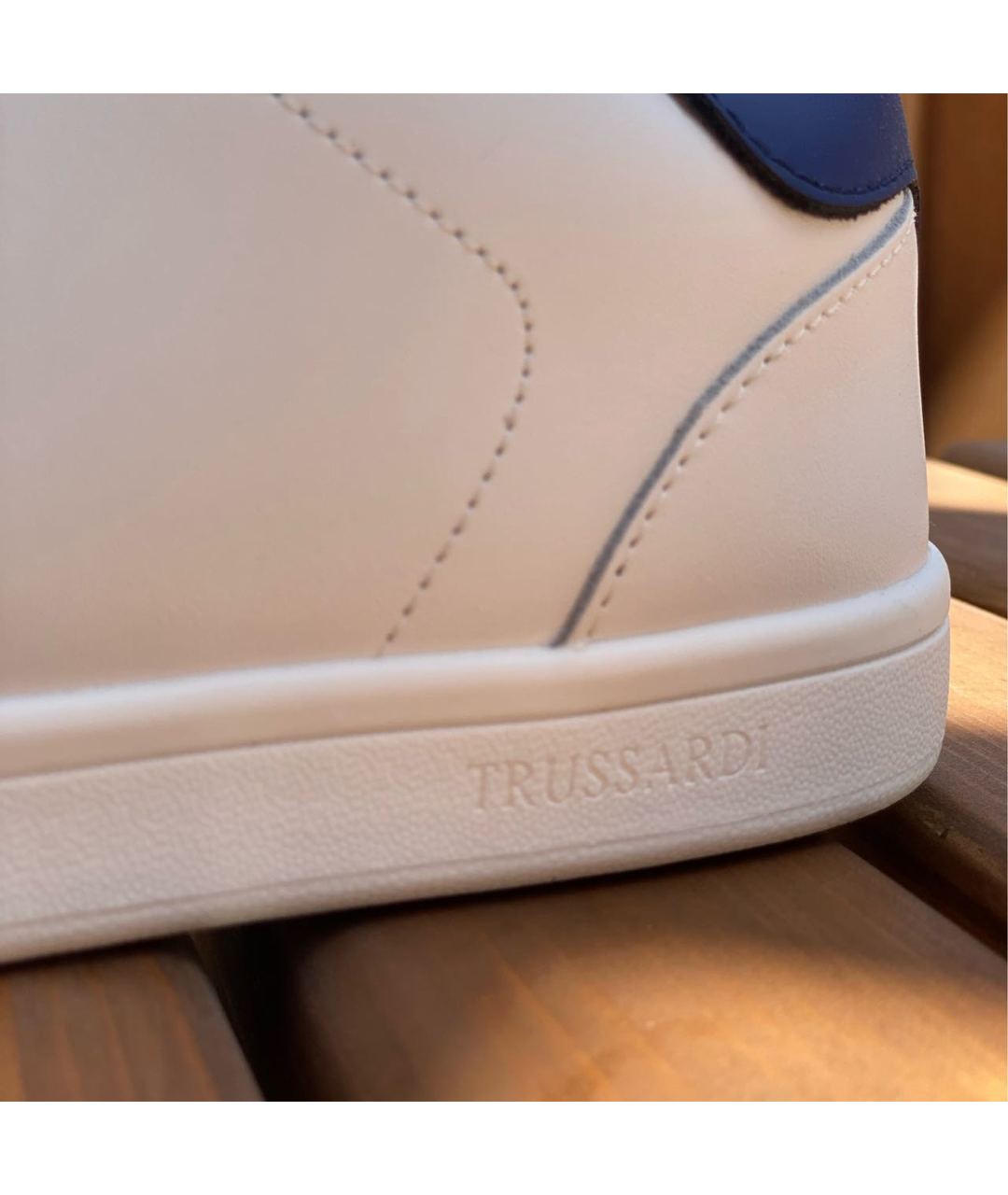 TRUSSARDI Белые кожаные низкие кроссовки / кеды, фото 8