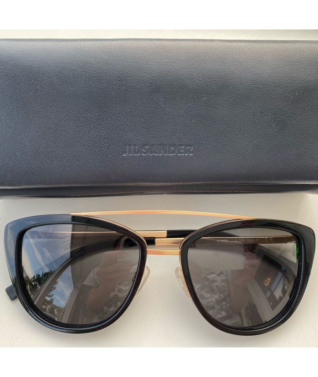 JIL SANDER Черные пластиковые солнцезащитные очки, фото 8