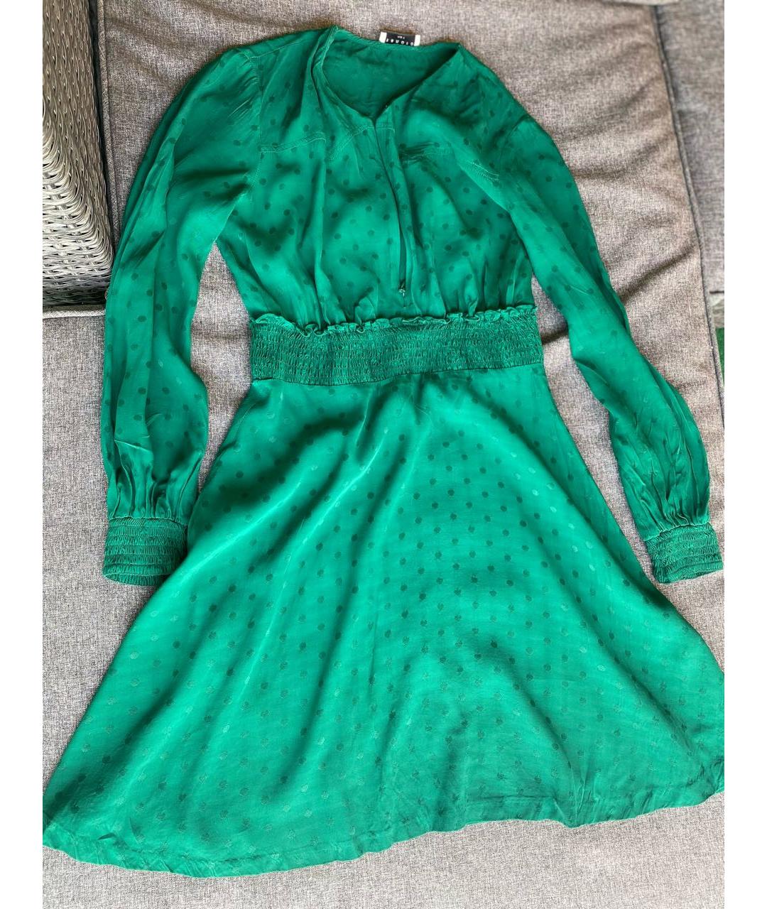 SANDRO Зеленые вискозное повседневное платье, фото 8