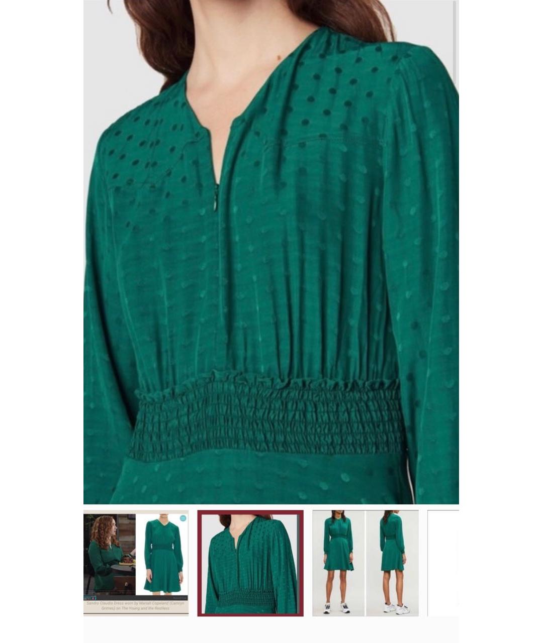 SANDRO Зеленые вискозное повседневное платье, фото 2