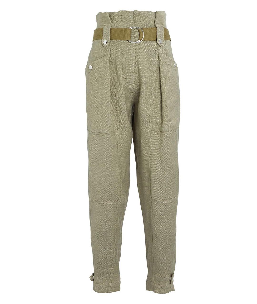 IRO Хаки вискозные прямые брюки, фото 1