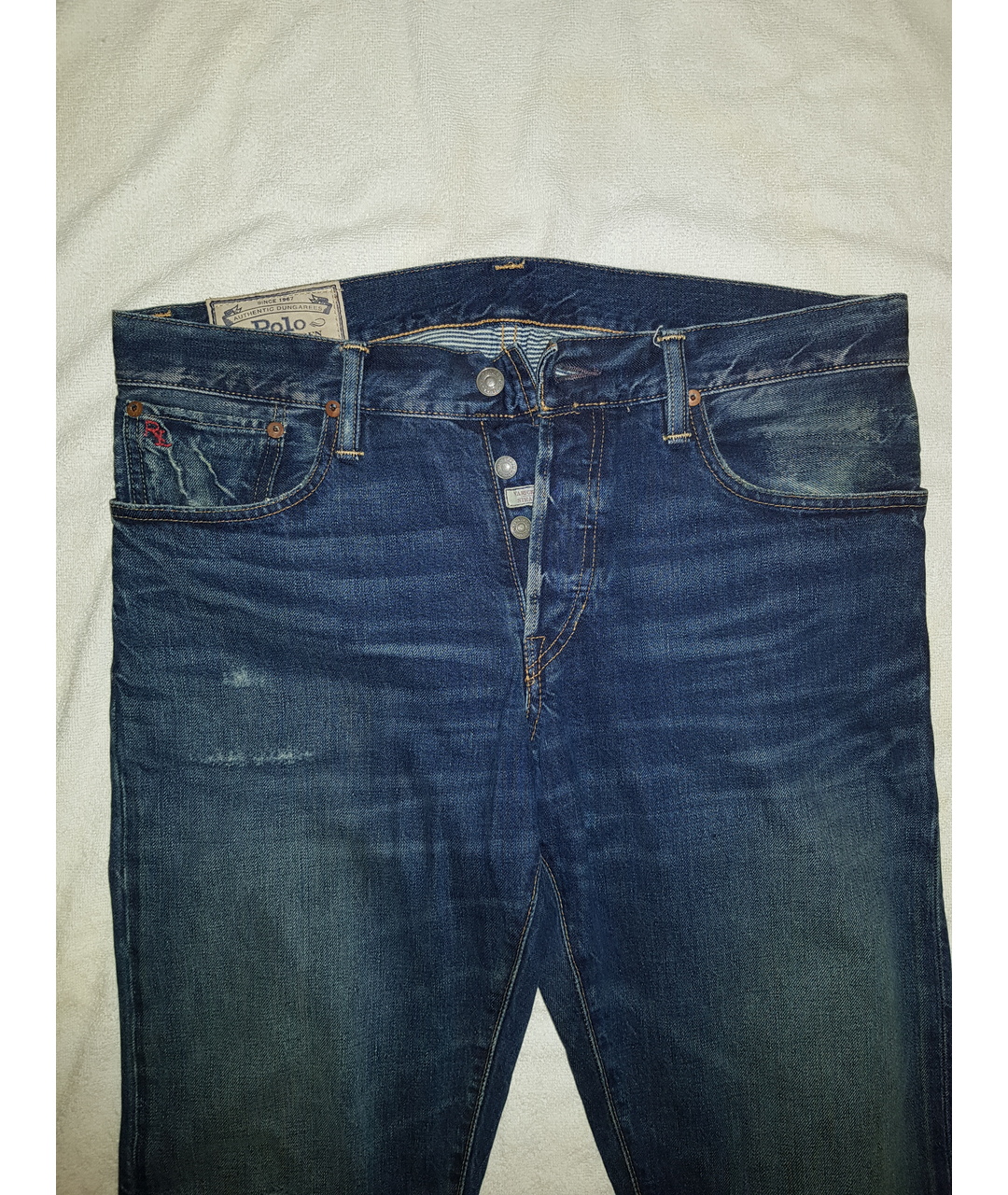 RALPH LAUREN Синие хлопковые прямые джинсы, фото 3