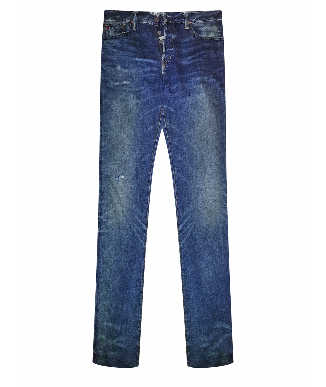 RALPH LAUREN Синие хлопковые прямые джинсы, фото 1
